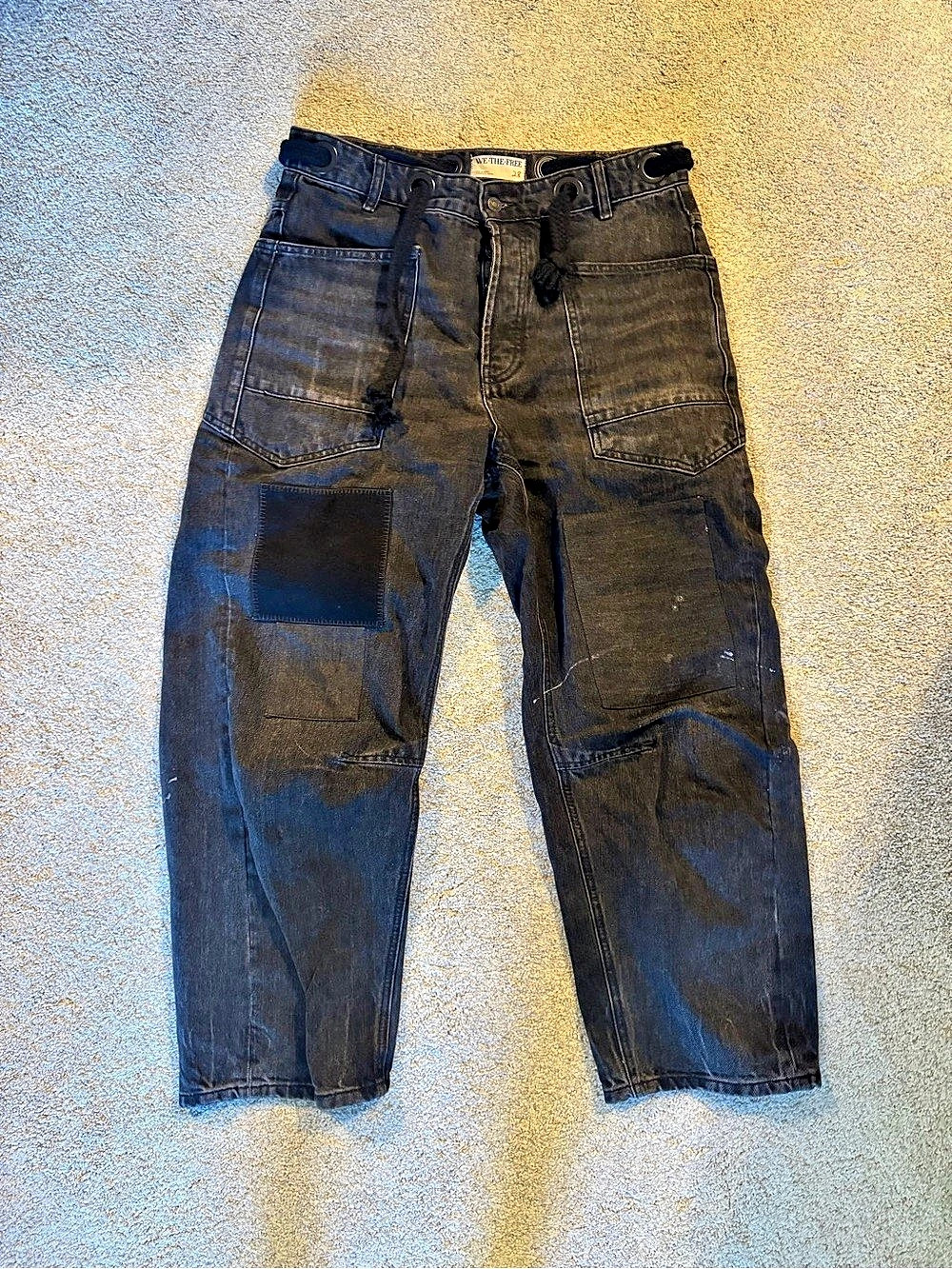 We the Free Moxie Pull-On Barrel Jeans Black Waist 28